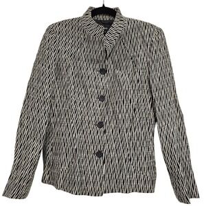 Zanella Women's‎ Size 8 Black White Textured Striped Blazer Jacket Made in Italy